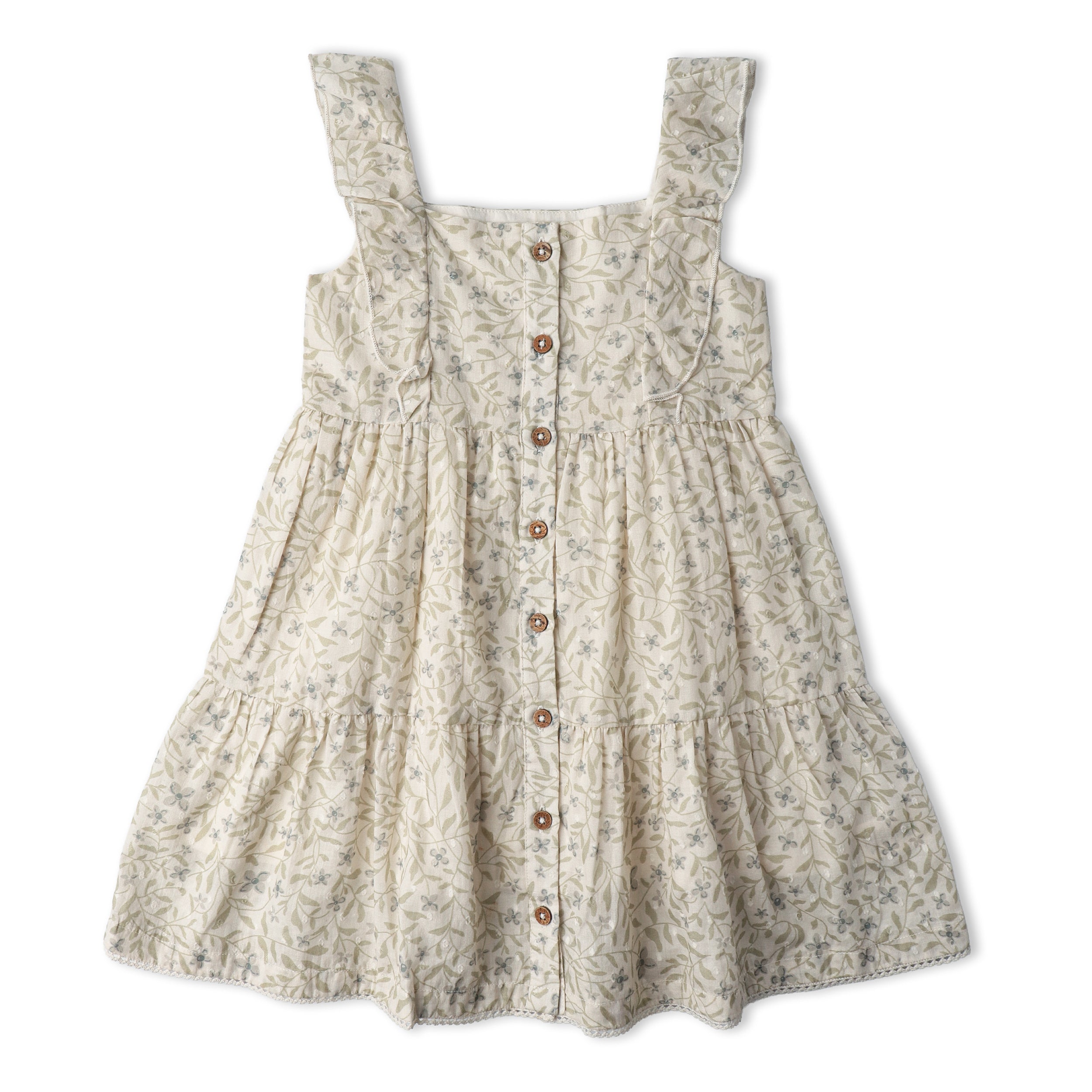 Organic Flutter Buttoned Tiered Dress - Bluebelle - Aaria Tees Aaria Tees