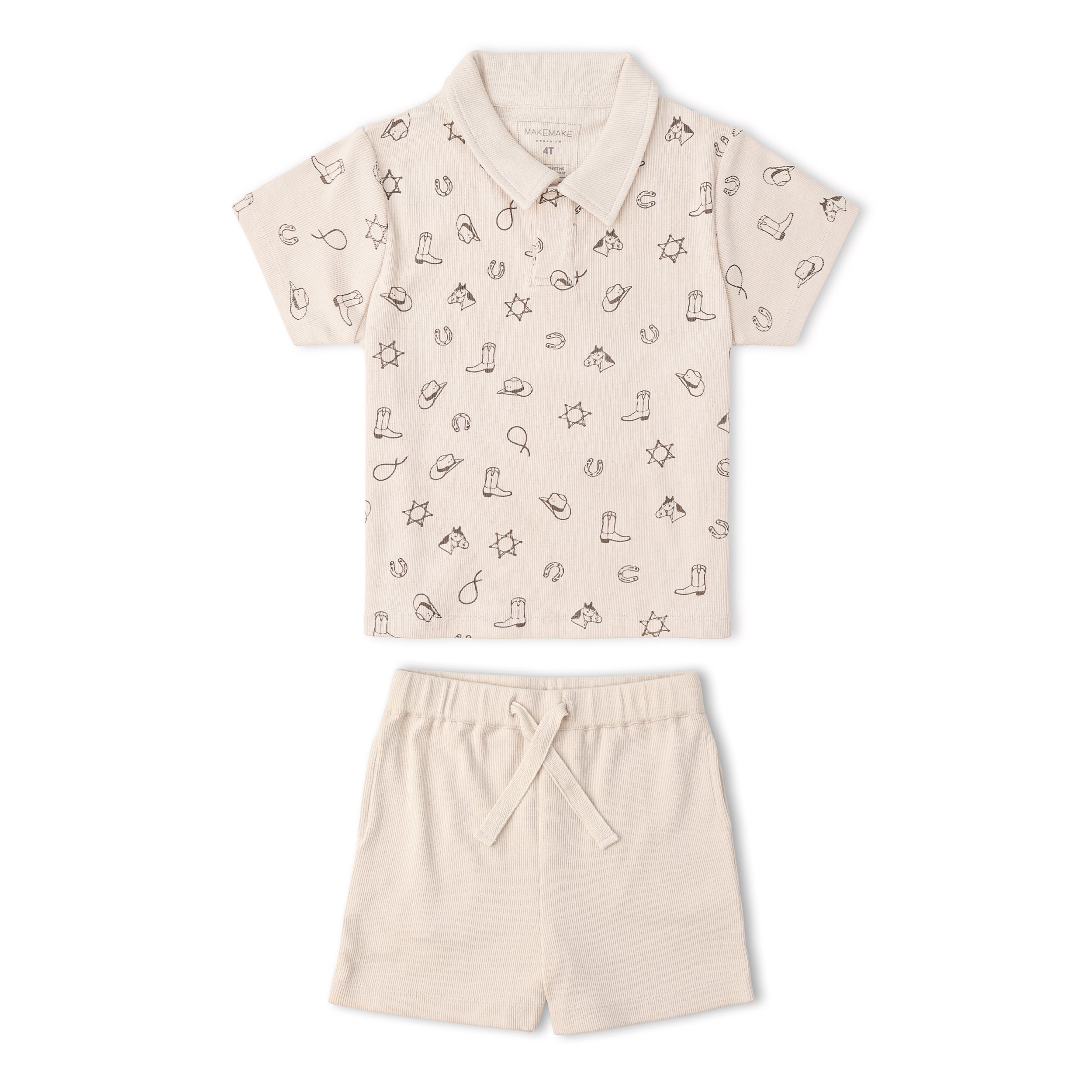 Organic Collar Tee & Shorts Set - Rodeo - Aaria Tees Aaria Tees