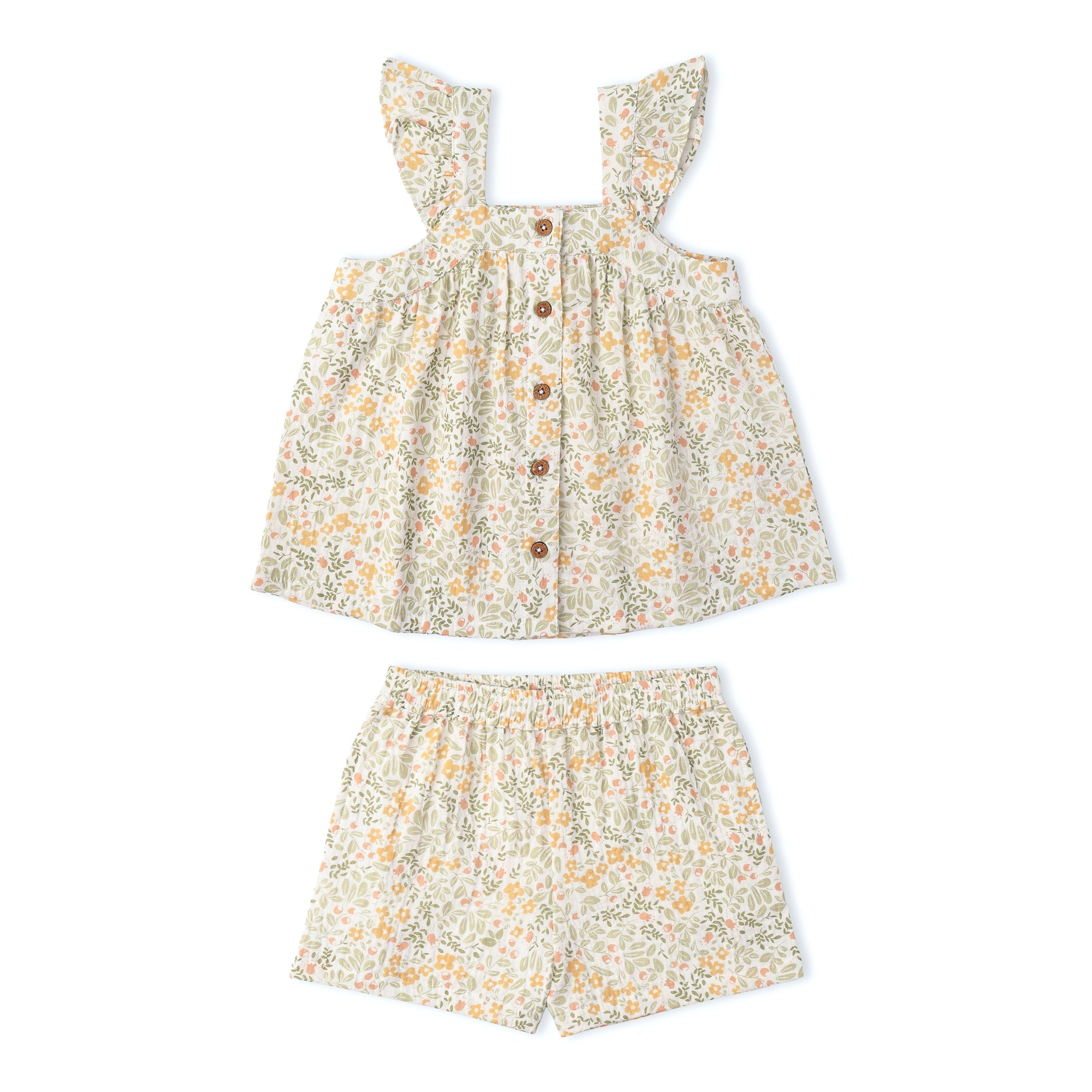 Organic Flutter Top & Shorts Set - Bloomfield - Aaria Tees Aaria Tees