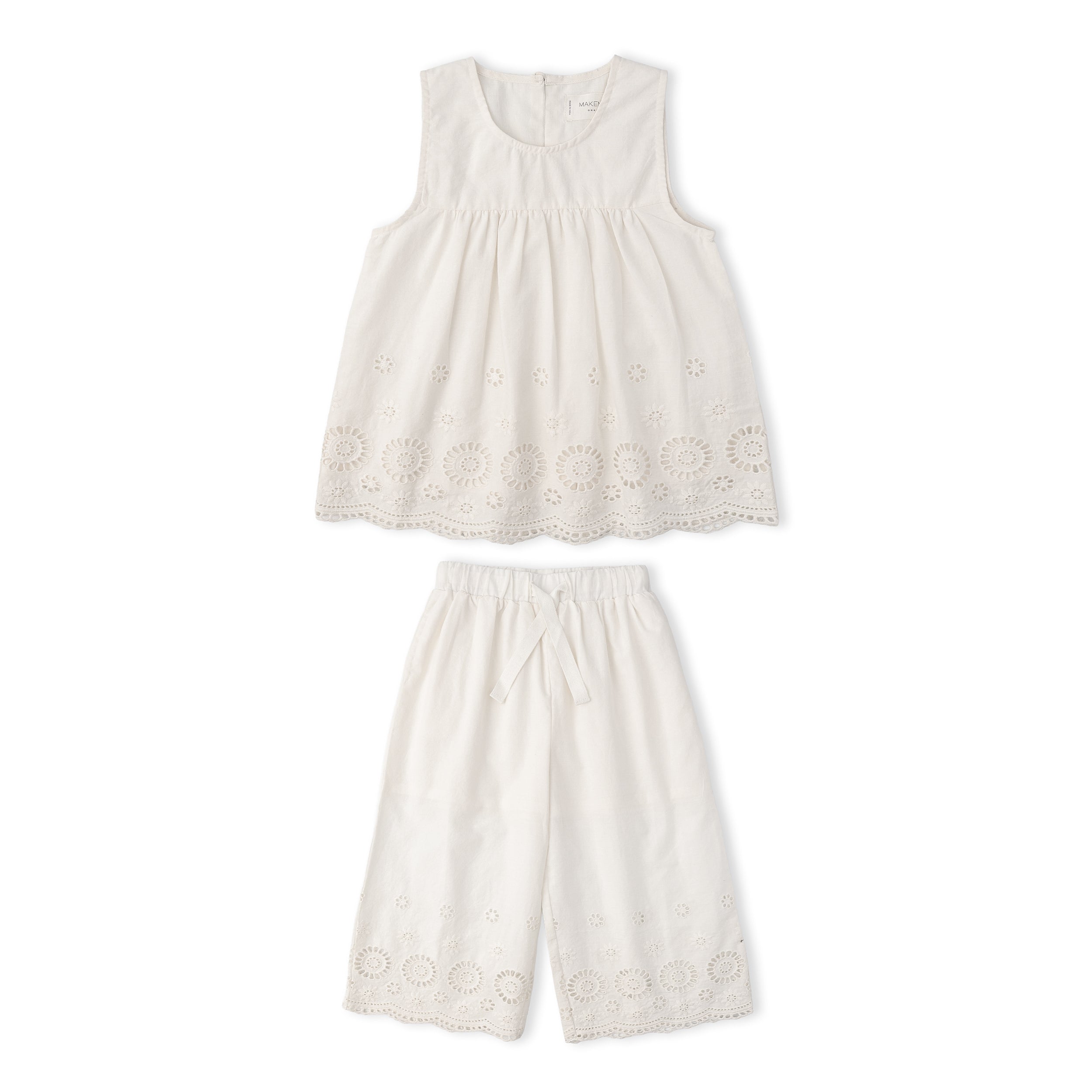 Organic Eyelet Top And Pant Set - Ivory Eyelet - Aaria Tees Aaria Tees
