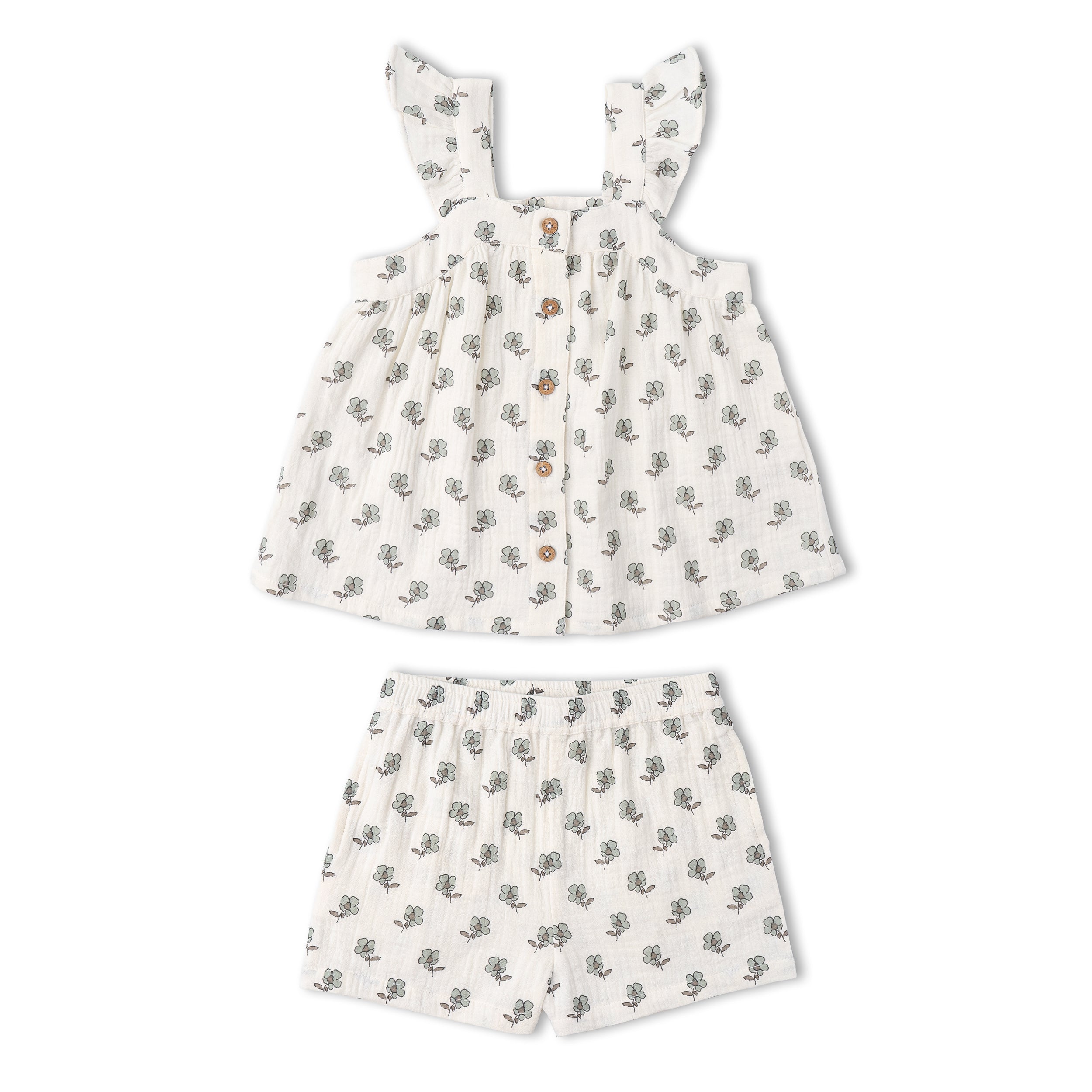 Organic Flutter Top & Shorts Set - Poppy - Aaria Tees Aaria Tees