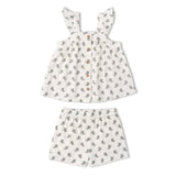 Organic Flutter Top & Shorts Set - Poppy - Aaria Tees Aaria Tees