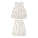 Organic Eyelet Top And Pant Set - Ivory Eyelet - Aaria Tees Aaria Tees