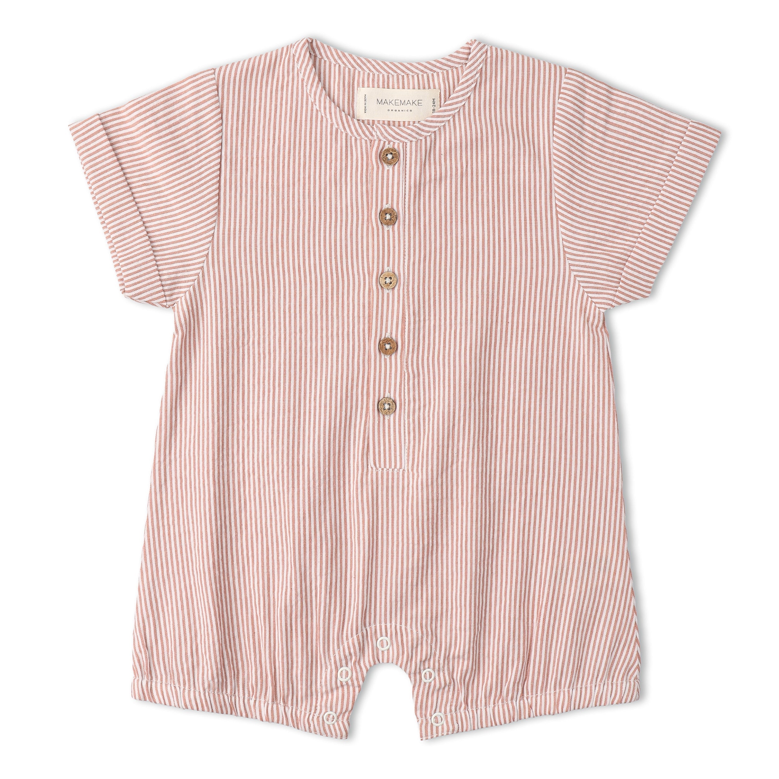 Organic Short Bubble Romper - Coral Stripes - Aaria Tees Aaria Tees