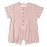 Organic Short Bubble Romper - Coral Stripes - Aaria Tees Aaria Tees