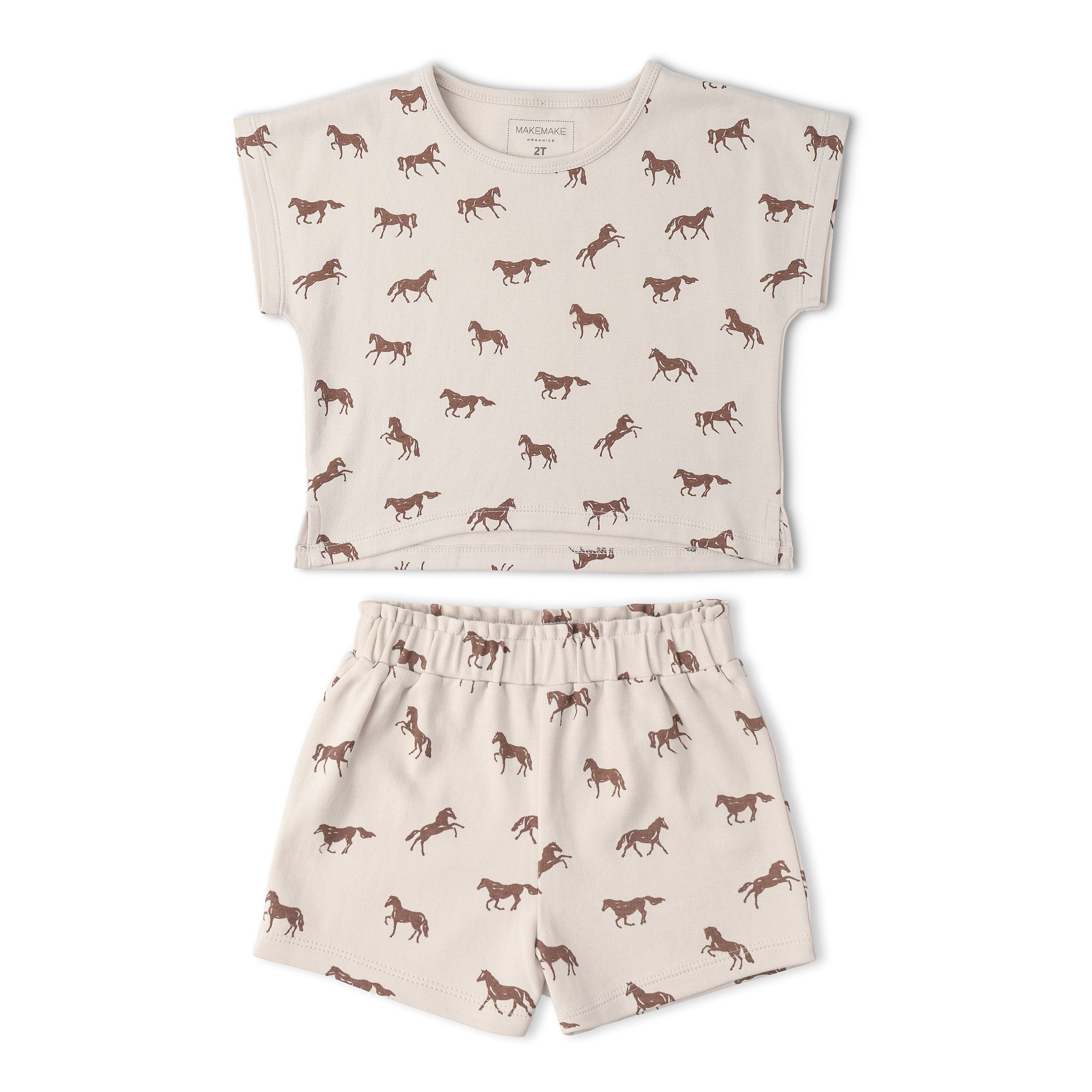 Organic Drop Shoulder Tee & Shorts Set - Horses - Aaria Tees Aaria Tees