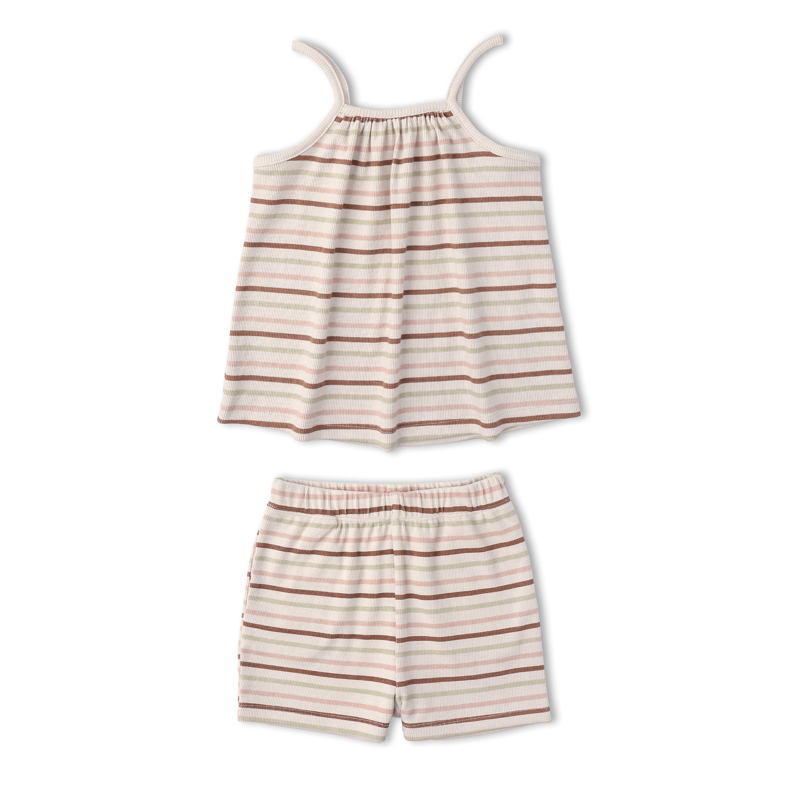 Organic Tank Top & Shorts Set - Terra Stripes - Aaria Tees Aaria Tees