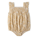 Organic Ruffle Sleeve Bubble Romper - Yellow Blossom - Aaria Tees Aaria Tees