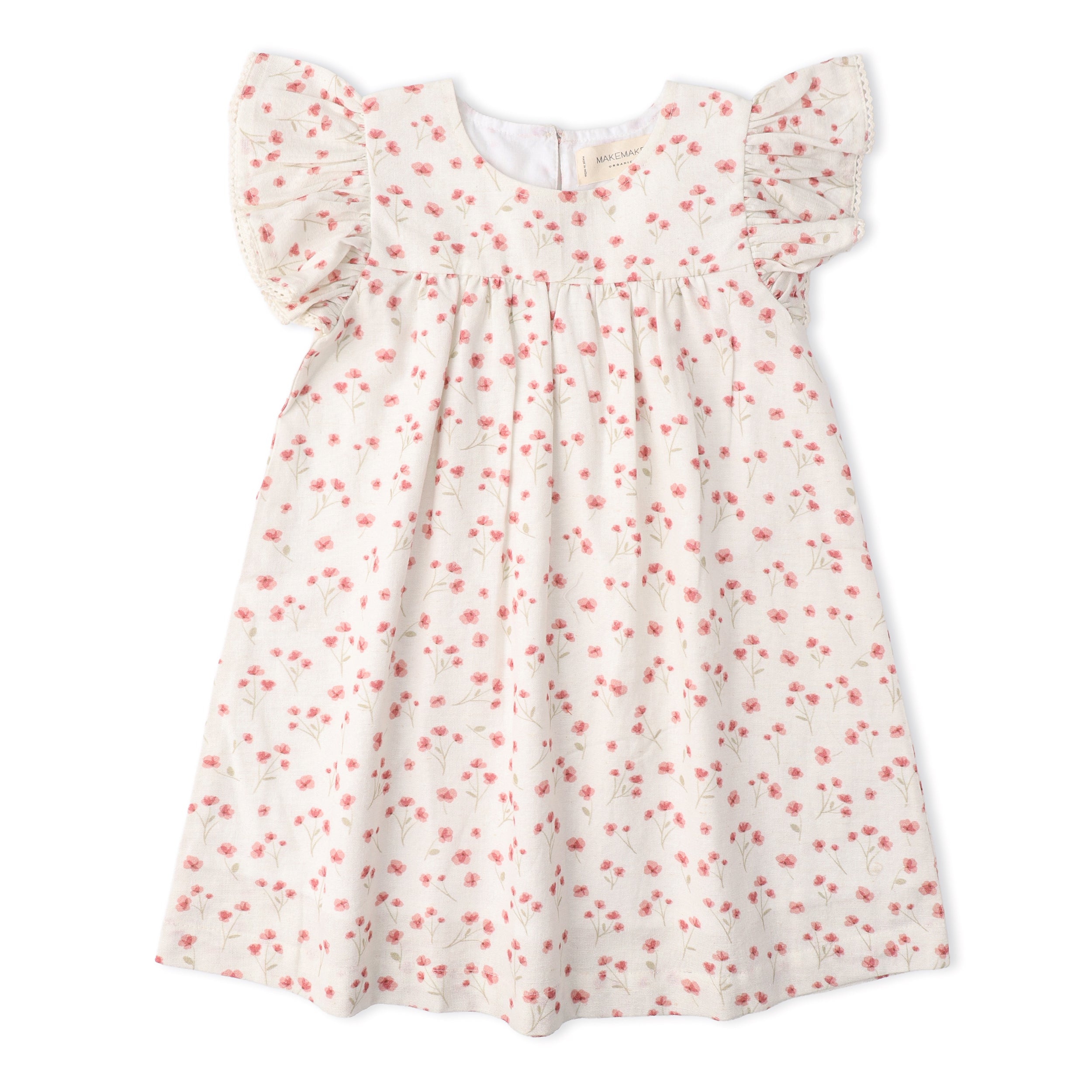 Organic Short Sleeve Flutter Dress - Pink  Bloom - Aaria Tees Aaria Tees