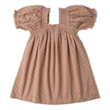 Organic Eyelet Bubble Sleeve Dress - Clay Eyelet - Aaria Tees Aaria Tees