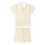 Organic Collar Tee & Shorts Set - Dotty Gingham - Aaria Tees Aaria Tees