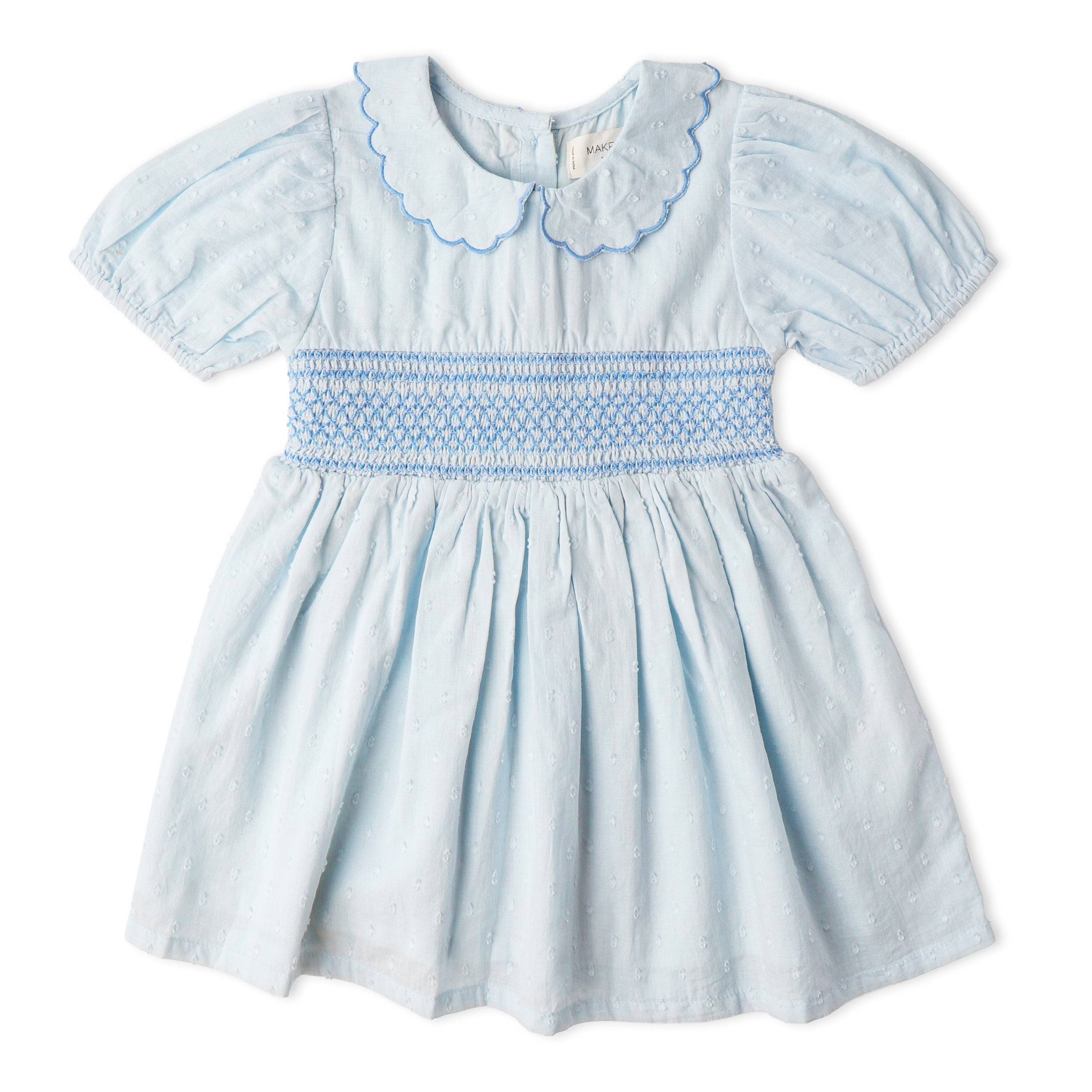 Organic Smocked Collar Dress - Light Blue - Aaria Tees Aaria Tees