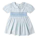 Organic Smocked Collar Dress - Light Blue - Aaria Tees Aaria Tees