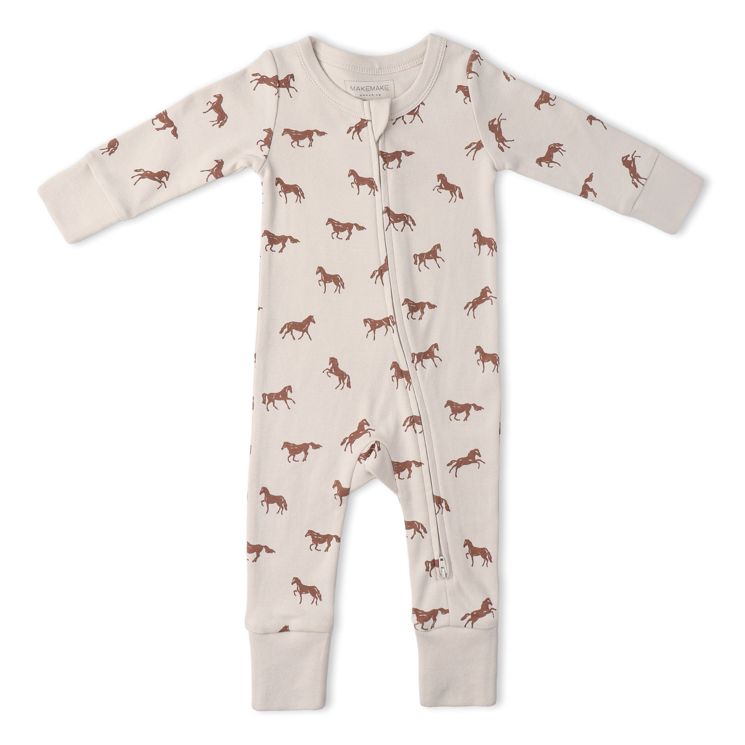 Organic 2-Way Zip Romper - Horses - Aaria Tees Aaria Tees