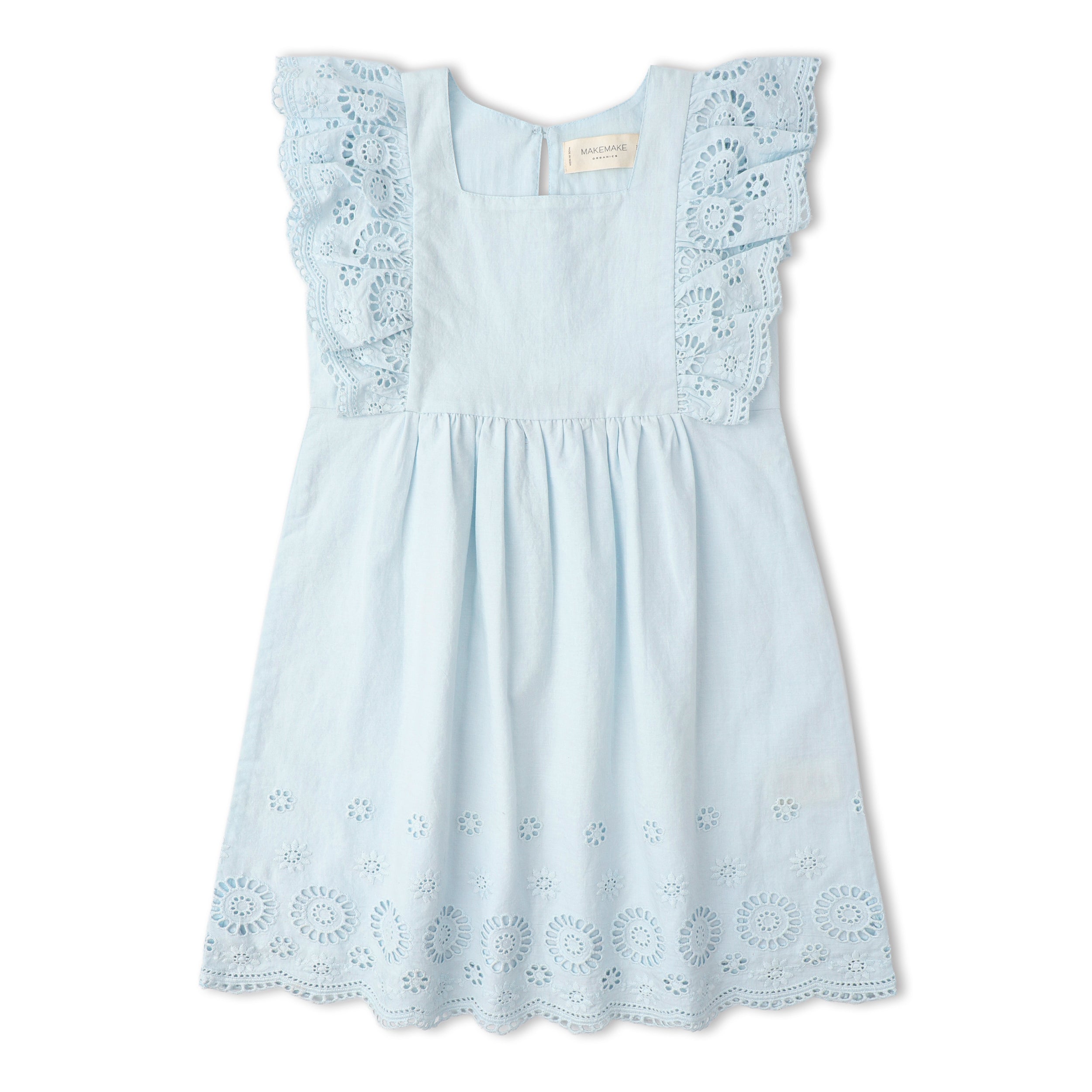 Organic Eyelet Flutter Dress - Light Blue Eyelet - Aaria Tees Aaria Tees