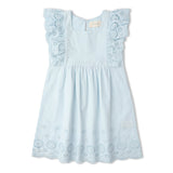 Organic Eyelet Flutter Dress - Light Blue Eyelet - Aaria Tees Aaria Tees