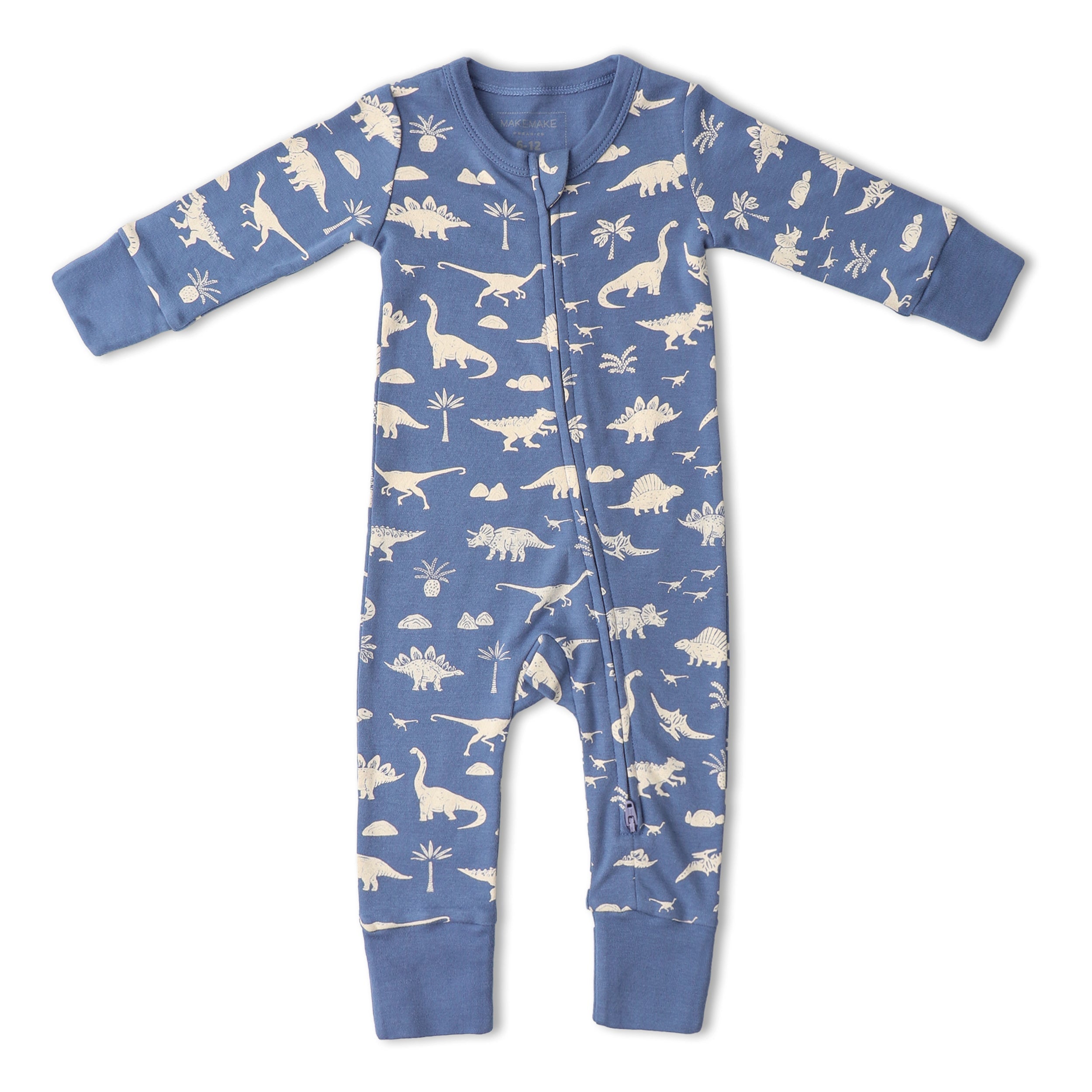 Organic 2-Way Zip Romper - Dino - Aaria Tees Aaria Tees
