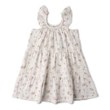 Organic Ruffle Tiered Dress - Blush Floral - Aaria Tees Aaria Tees