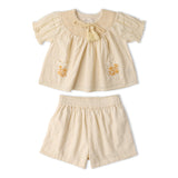 Organic Smocked Top & Shorts Set - Butter Yellow - Aaria Tees Aaria Tees