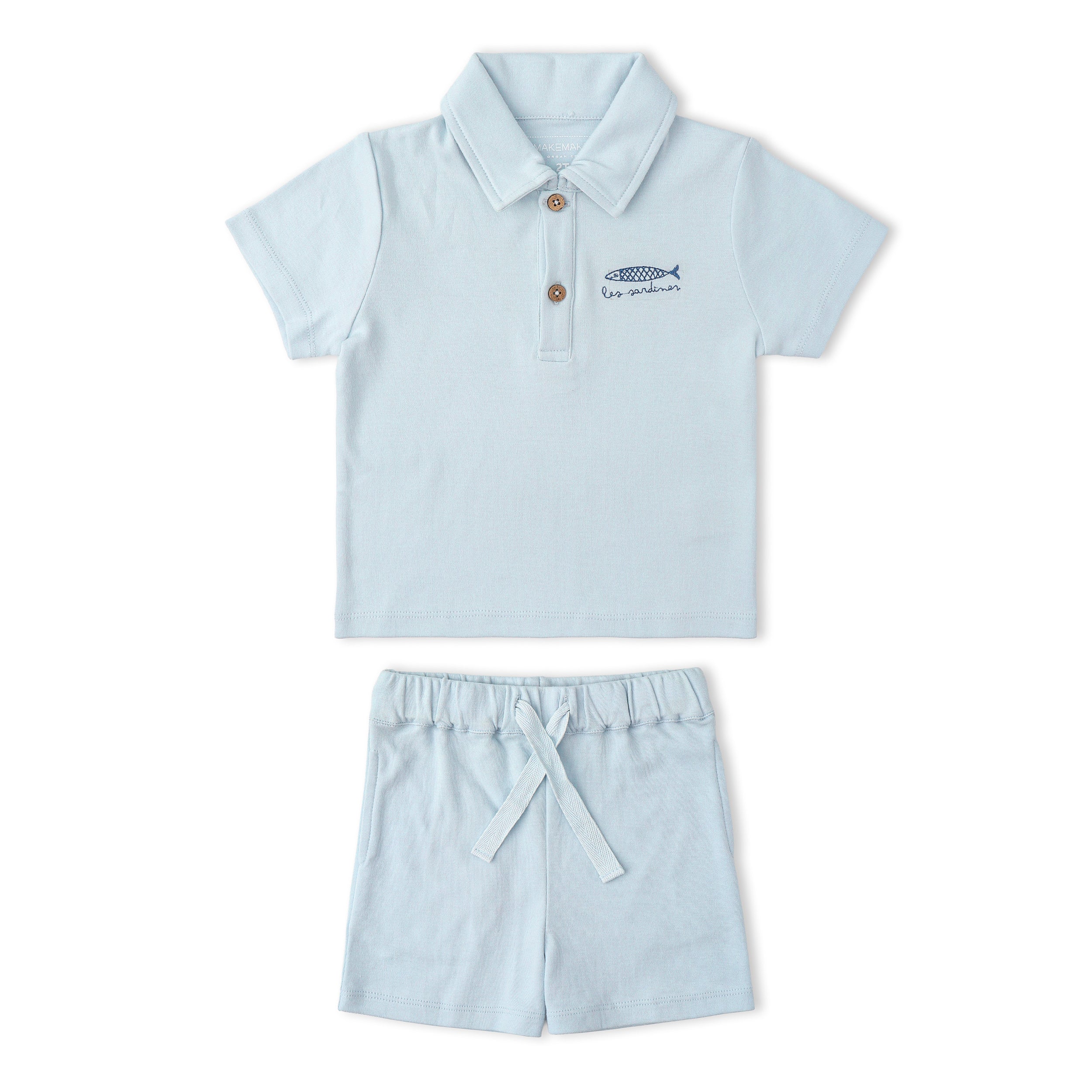 Organic Polo Shirt & Shorts Set - Light Blue - Aaria Tees Aaria Tees