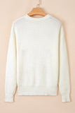 Beige Pumpkin Embroidered Ribbed Thanksgiving Halloween Holiday Sweater Aaria Tees