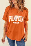 Orange PUMPKIN SEASON Letter Print Relaxed T Shirt - Aaria Tees Aaria Tees