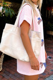 Pink Stripe Patriotic Sequin Bow Mock Neck T Shirt Shift Dress Aaria Tees
