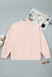 Light Pink BLESSED Embroidered Trim Patch Graphic Plus Size Mock Neck Sweatshirt - Aaria Tees Aaria Tees