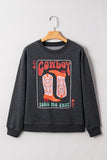 Carbon Grey Cowboy Queen Card Drop Shoulder Graphic Sweatshirt - Aaria Tees Aaria Tees