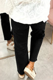 Black Sequin Ghost Patched Graphic Raw Hem Casual Jeans Aaria Tees