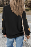 Black Sequin Ball Patched Crewneck Game Day Sweatshirt - Aaria Tees Aaria Tees