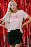 Pink Valentines Shiny XOXO Graphic T-shirt - Aaria Tees Aaria Tees