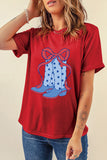 Boot Graphic Round Neck Short Sleeve T-Shirt Aaria Tees