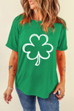 Bright Green St Patricks Day Lucky Shamrock Printed Casual Tee - Aaria Tees Aaria Tees