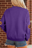 Tillandsia Purple Sequin Pumpkin Spooky Graphic Halloween Pullover Sweatshirt Aaria Tees