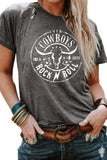 Gray Western Letter Steer Head Graphic Tee - Aaria Tees Aaria Tees