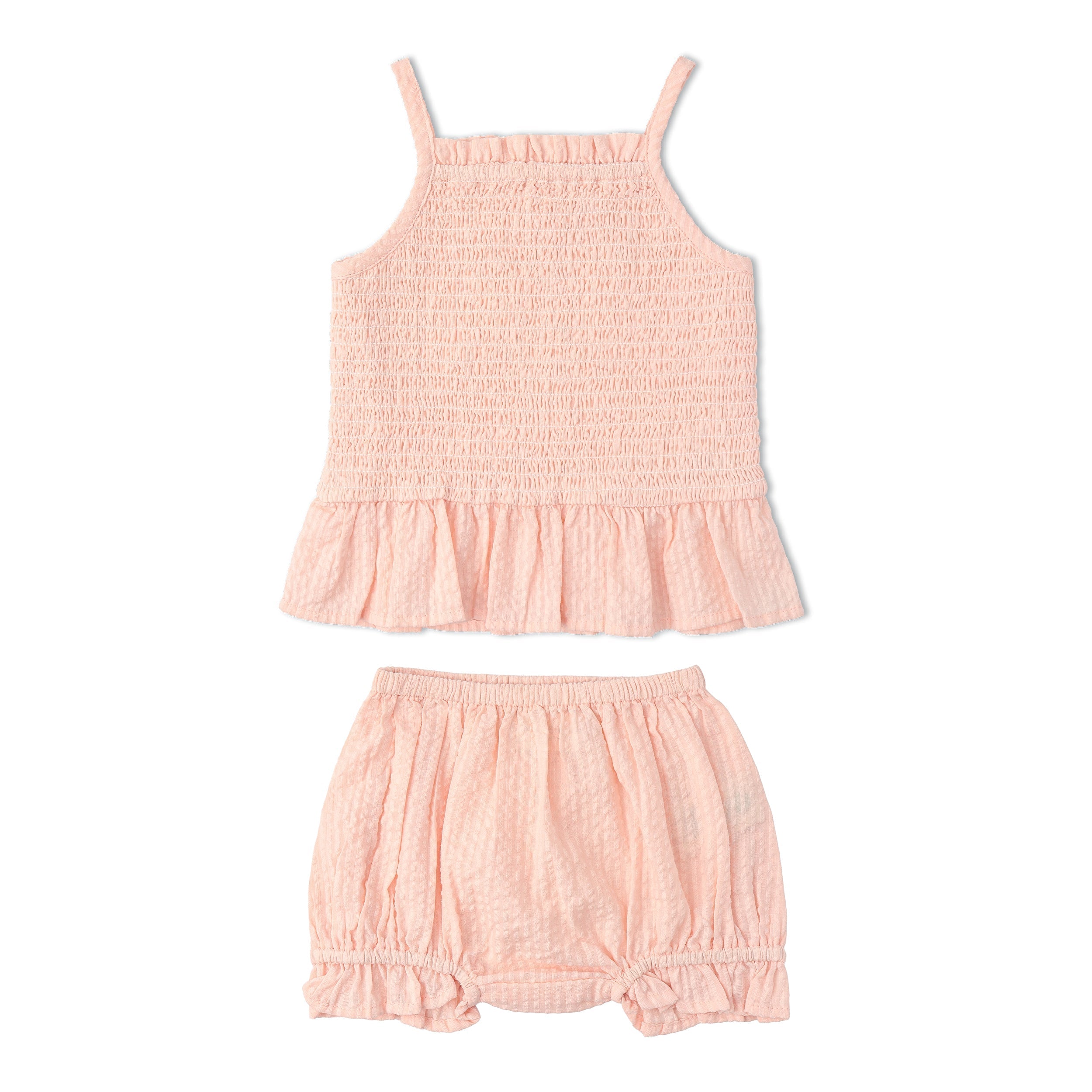 Organic Smocked Top And Bloomer Set - Blush - Aaria Tees Aaria Tees