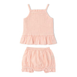 Organic Smocked Top And Bloomer Set - Blush - Aaria Tees Aaria Tees