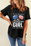 Black Stars and Stripes Glasses Slogan Graphic T Shirt Aaria Tees