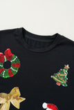 Black Sequin Christmas Essentials Graphic Crewneck T Shirt - Aaria Tees Aaria Tees