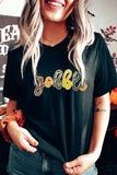 Black gobble Sequin Letter Graphic Thanksgiving T Shirt Aaria Tees