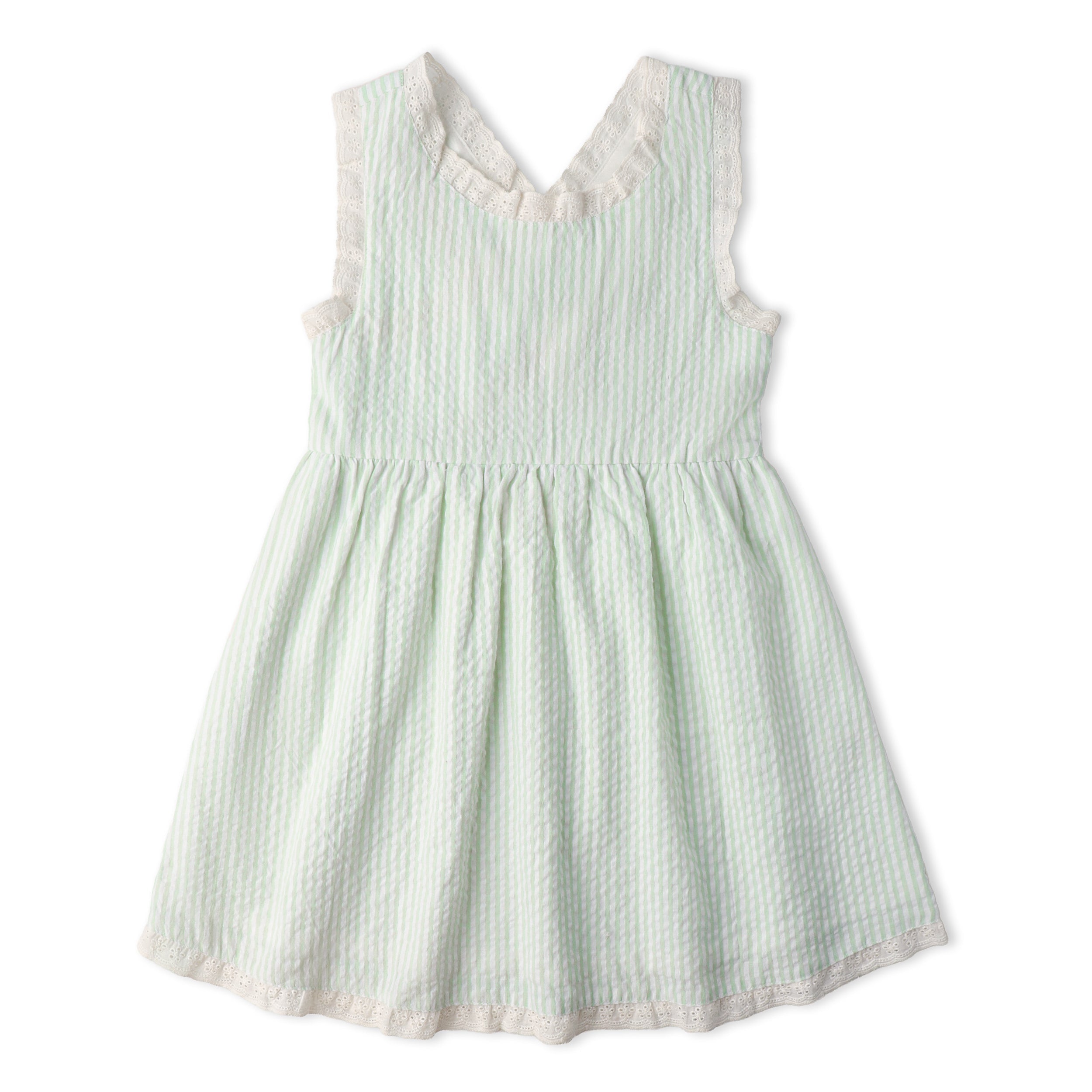 Organic Cross Back Dress - Basil Stripes - Aaria Tees Aaria Tees