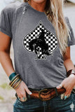 Gray Redeo Check Spades Western Graphic T Shirt Aaria Tees