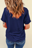 Blue USA Graphic July 4th Crew Neck T Shirt Aaria Tees