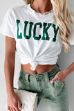 White LUCKY Printed Round Neck St Patricks T Shirt Aaria Tees
