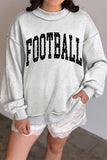 Light Grey Polka Dot Football Letter Print Mock Neck Long Sleeve Pullover Sweatshirt Aaria Tees