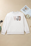 Gray WWJD Mix Pattern Letter Graphic Exposed Seam Loose Plus Size Sweatshirt - Aaria Tees Aaria Tees