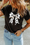 Black Soccer Bow Graphic Casual Summer Tee Aaria Tees