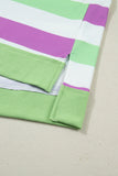 Green Stripe Lucky Clover Embroidered Graphic Dolman Loose Tee - Aaria Tees Aaria Tees