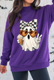 Tillandsia Purple Cute Ghost Print Pullover Mock Neck Sweatshirt Aaria Tees